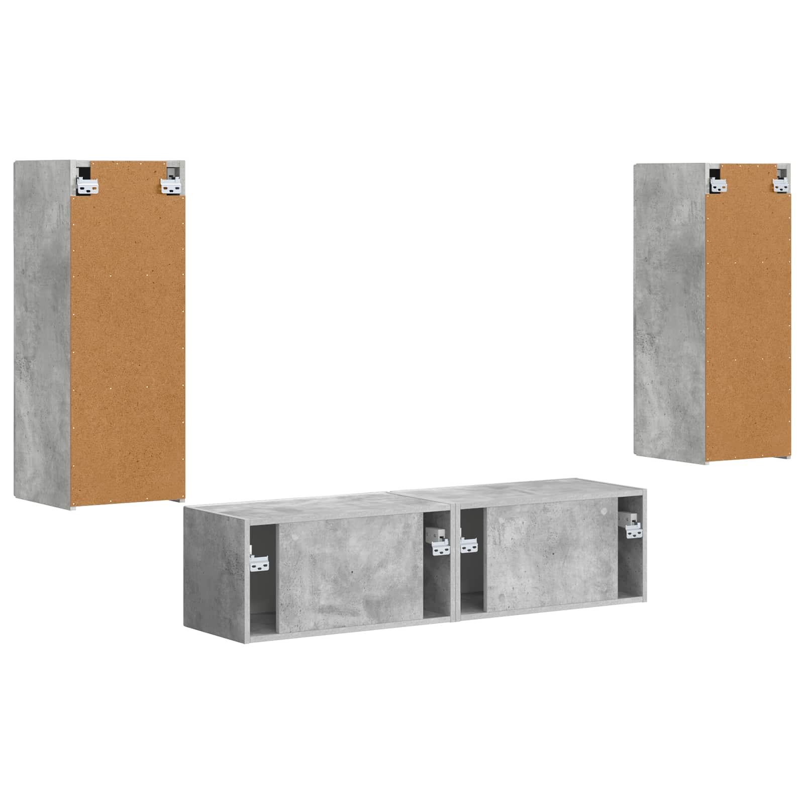 TV-Schrankset 2 stk. Beton Grau Holzwerkstoff