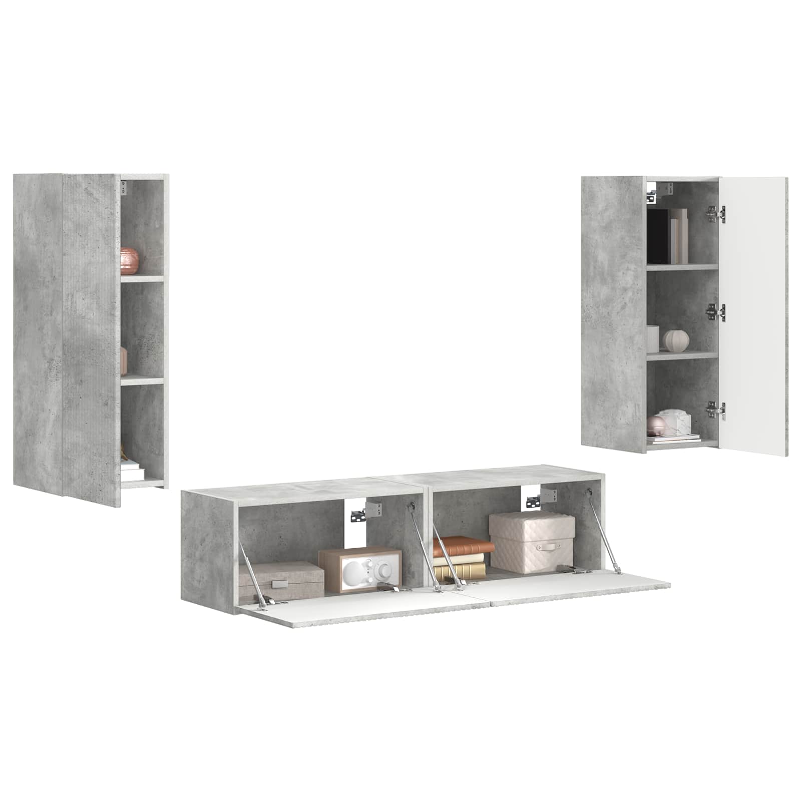 TV-Schrankset 2 stk. Beton Grau Holzwerkstoff