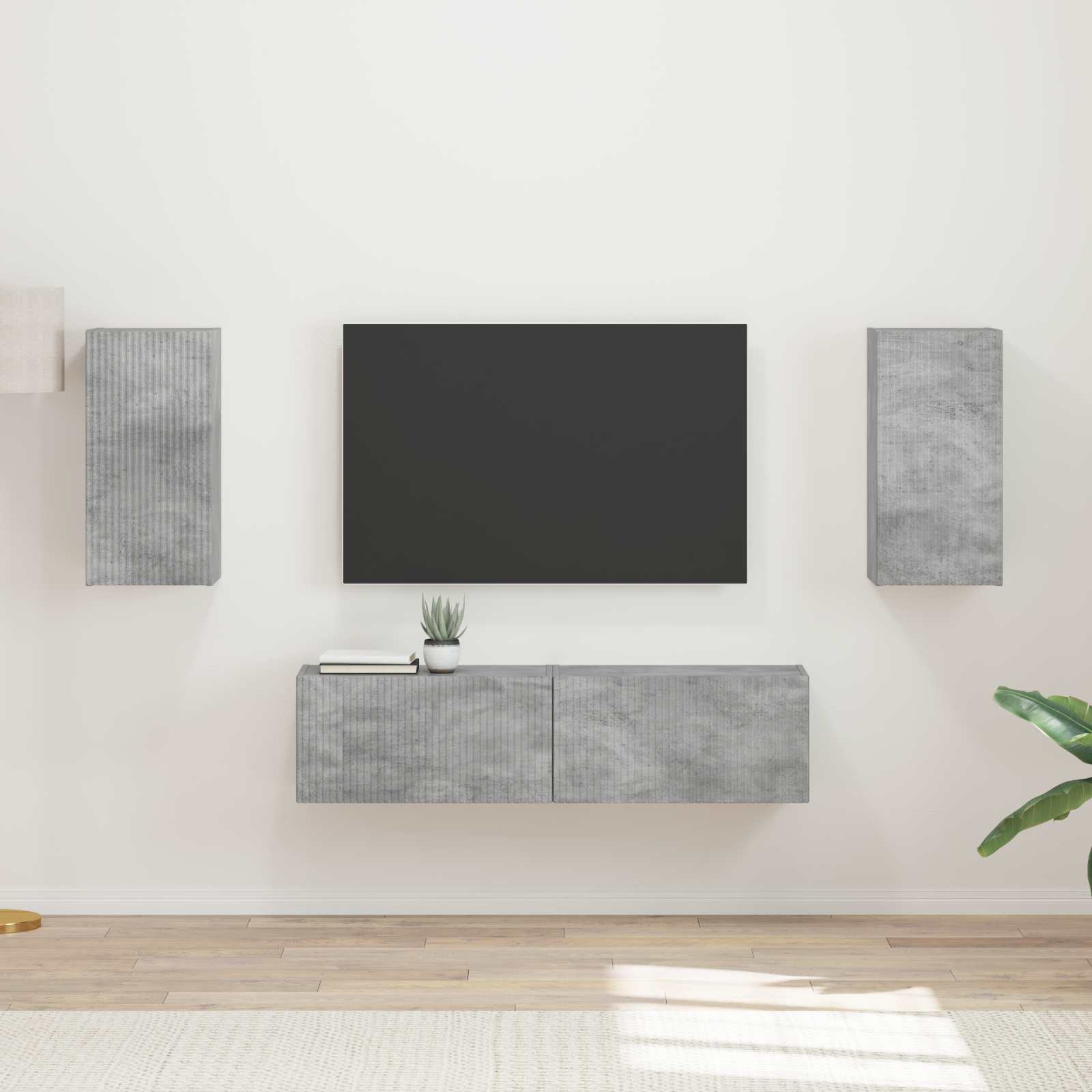 TV-Schrankset 4 stk. Beton Grau Holzwerkstoff