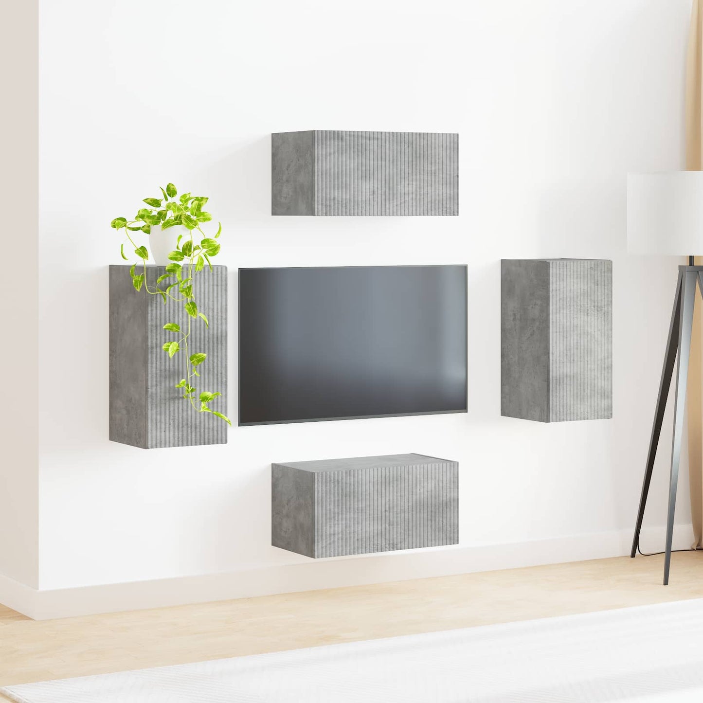 TV-Schrankset 4 stk. Beton Grau Holzwerkstoff