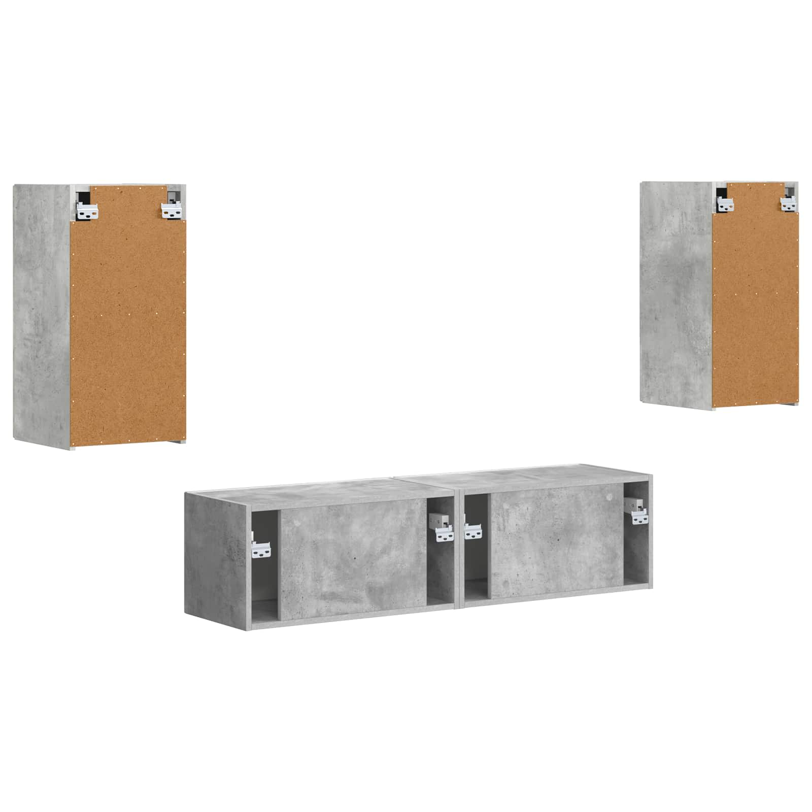 TV-Schrankset 4 stk. Beton Grau Holzwerkstoff