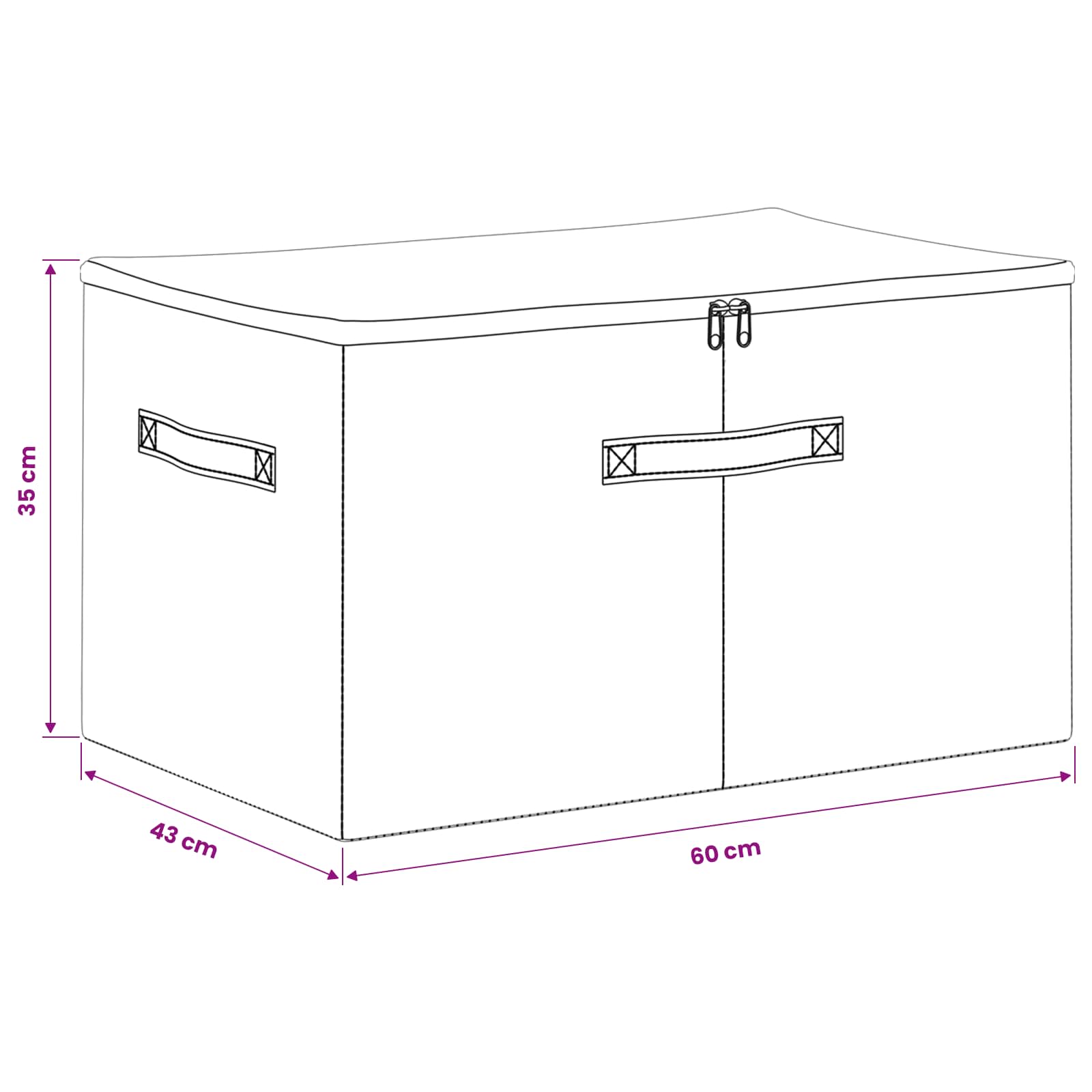 Aufbewahrungsbox Vliesstoff 60 x 43 x 35 cm 90,3 L Anthrazit