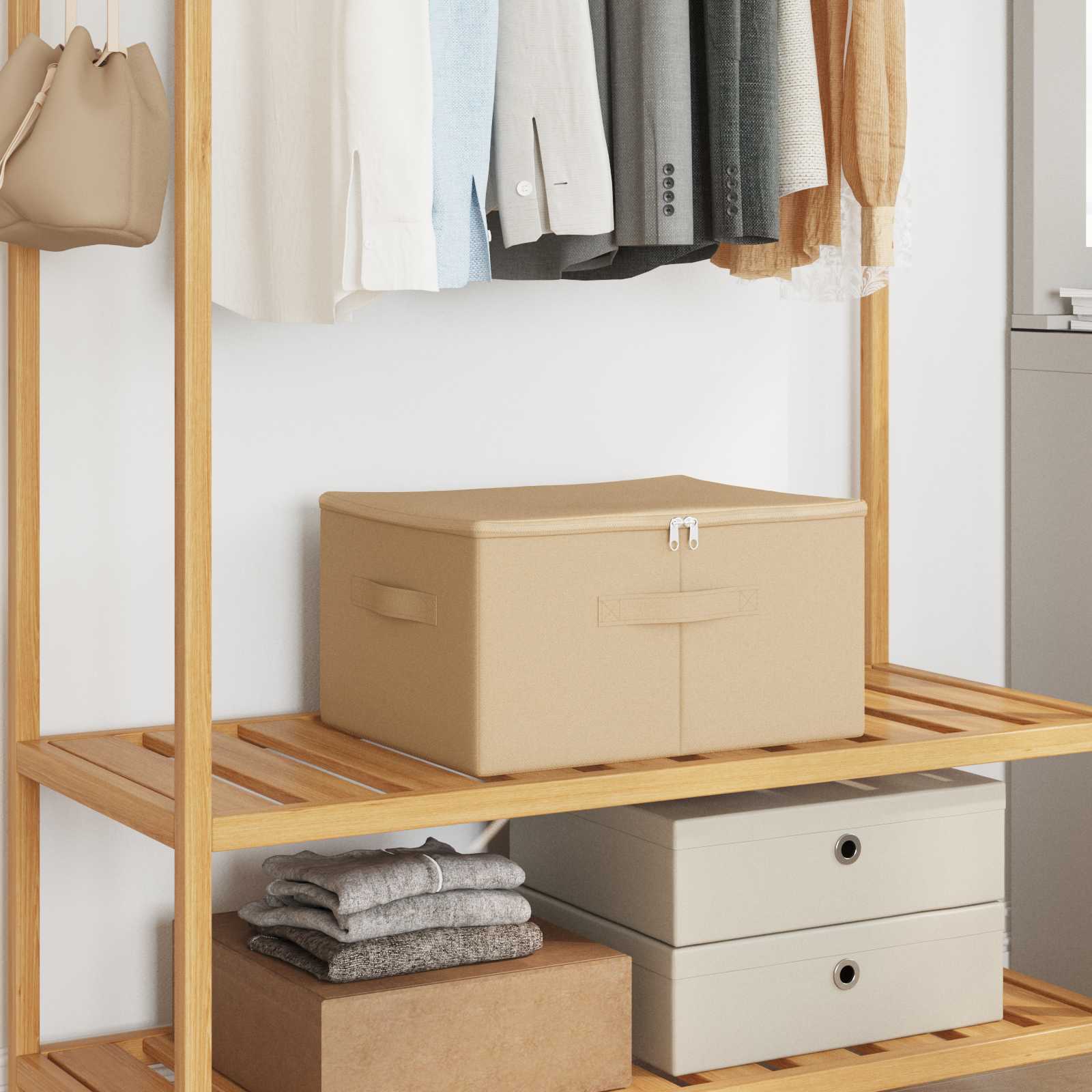 Aufbewahrungsbox Vliesstoff 43 x 34 x 23 cm 33,6 L Creme