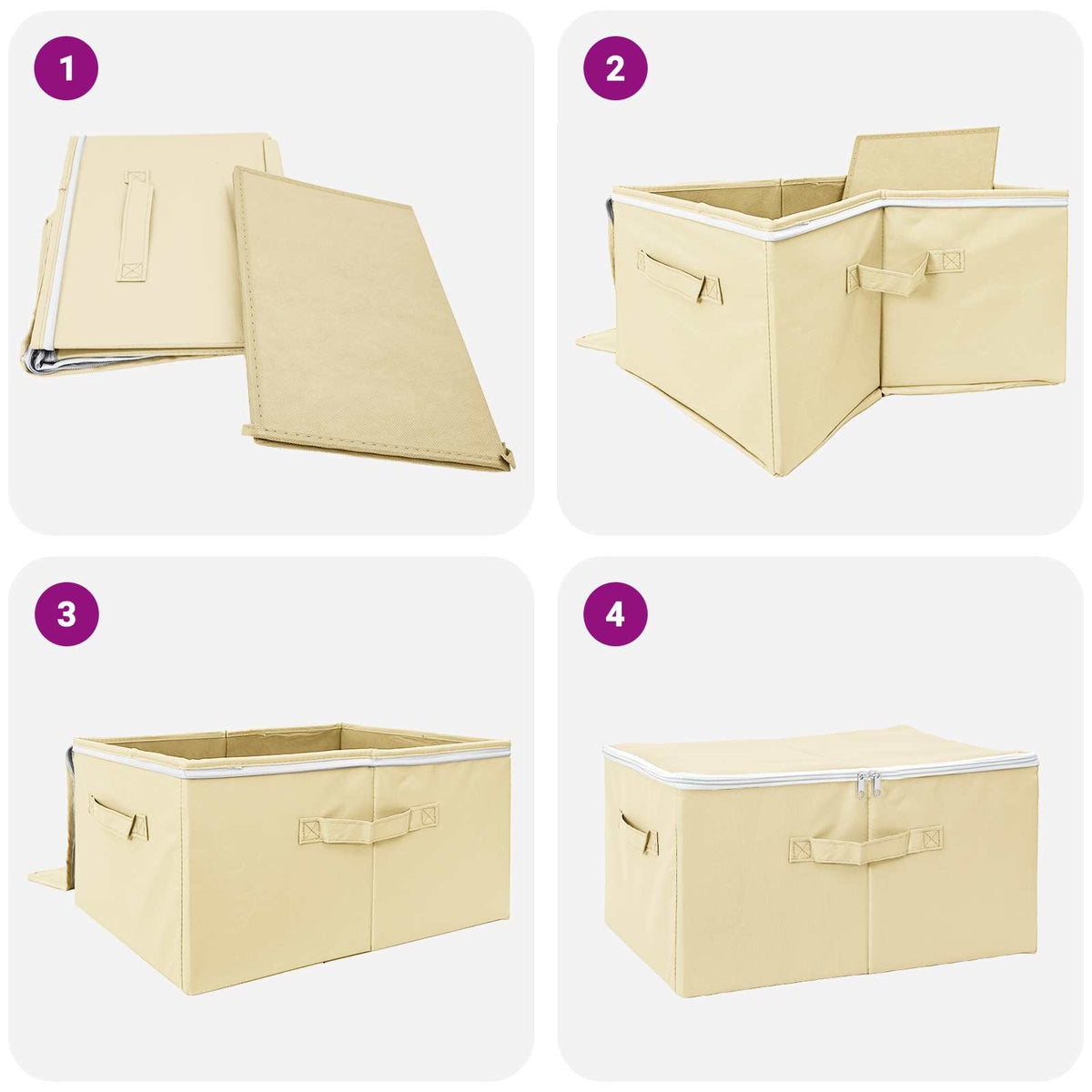 Aufbewahrungsbox 6 stk. Vliesstoff 43 x 34 x 23 cm 33,6 L Creme