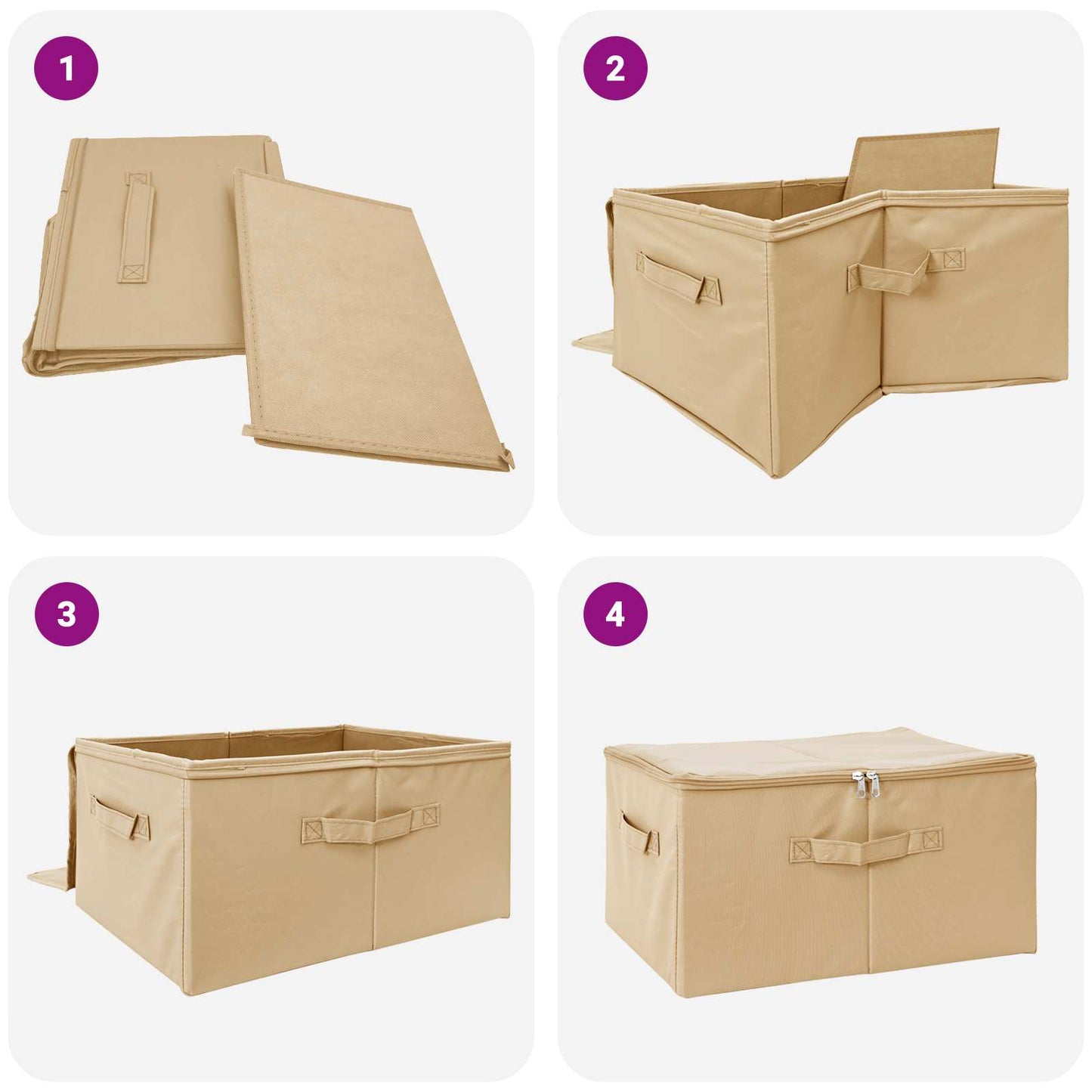 Aufbewahrungsbox Vliesstoff 55 x 35 x 32 cm 61,6 L Creme