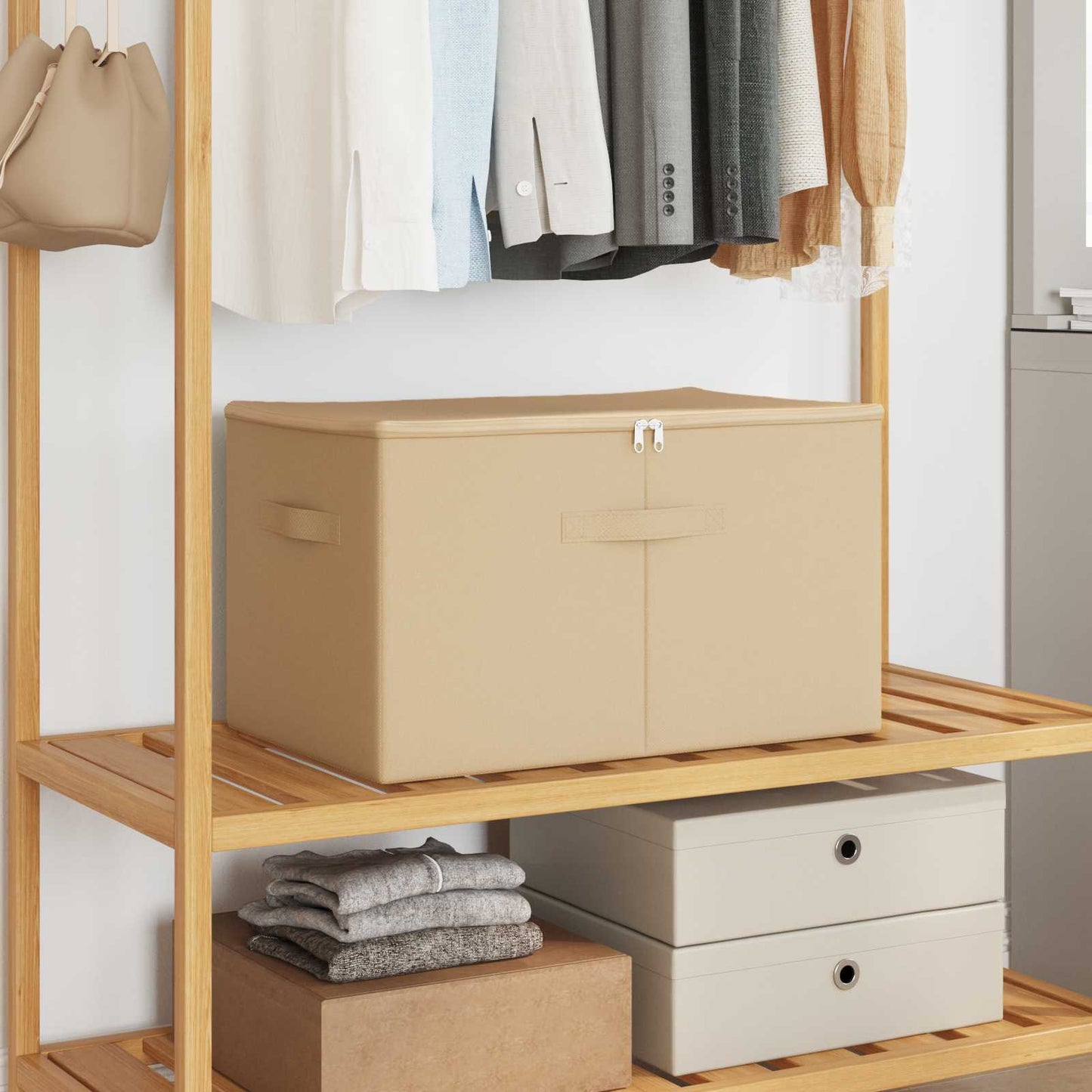 Aufbewahrungsbox Vliesstoff 60 x 43 x 35 cm 90,3 L Creme