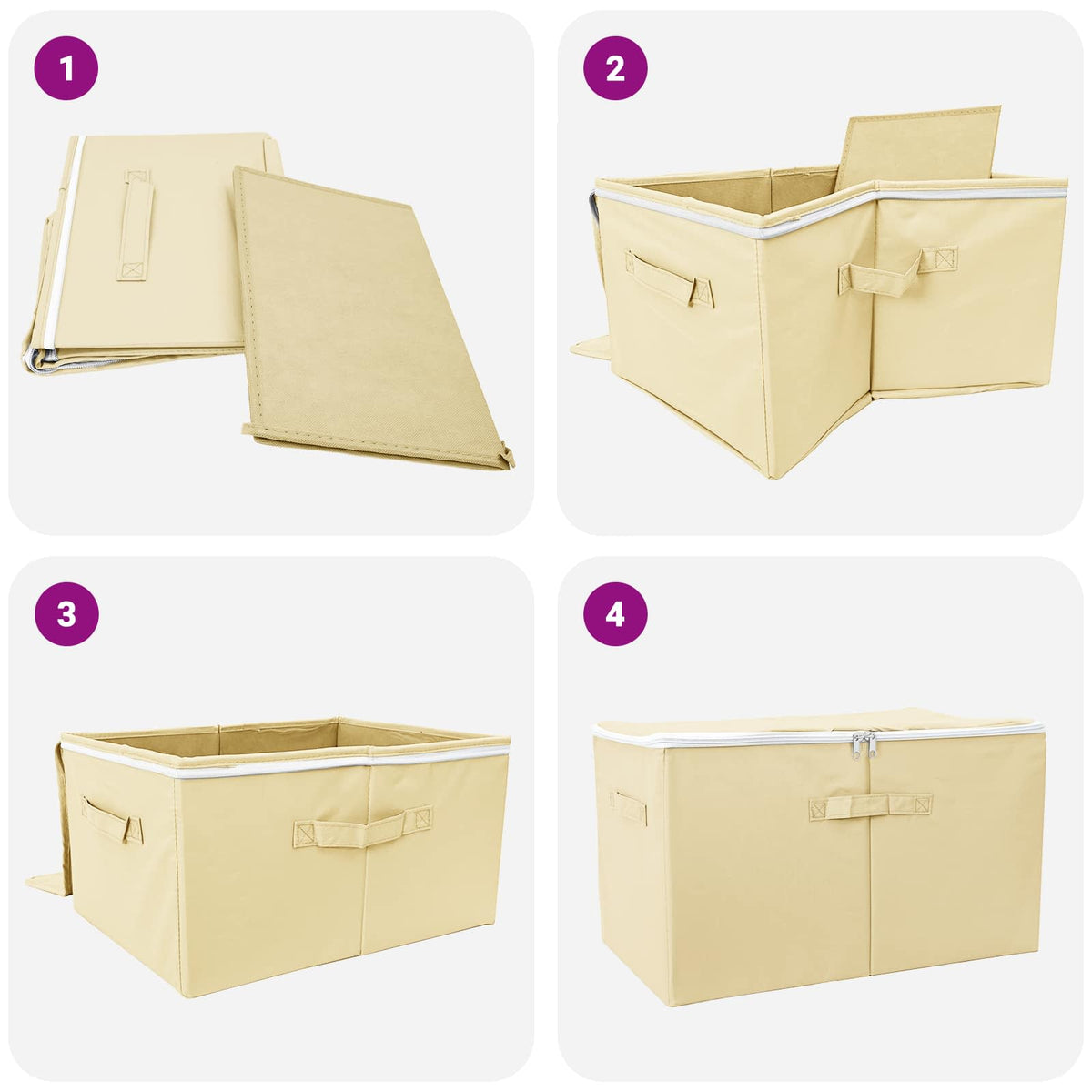 Aufbewahrungsbox 6 stk. Vliesstoff 60 x 43 x 35 cm 90,3 L Creme