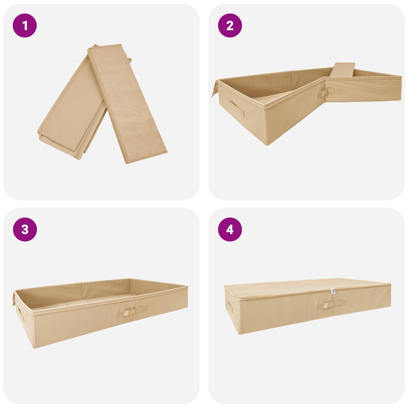 Aufbewahrungsbox Vliesstoff 90 x 48 x 15 cm 64,8 L Creme