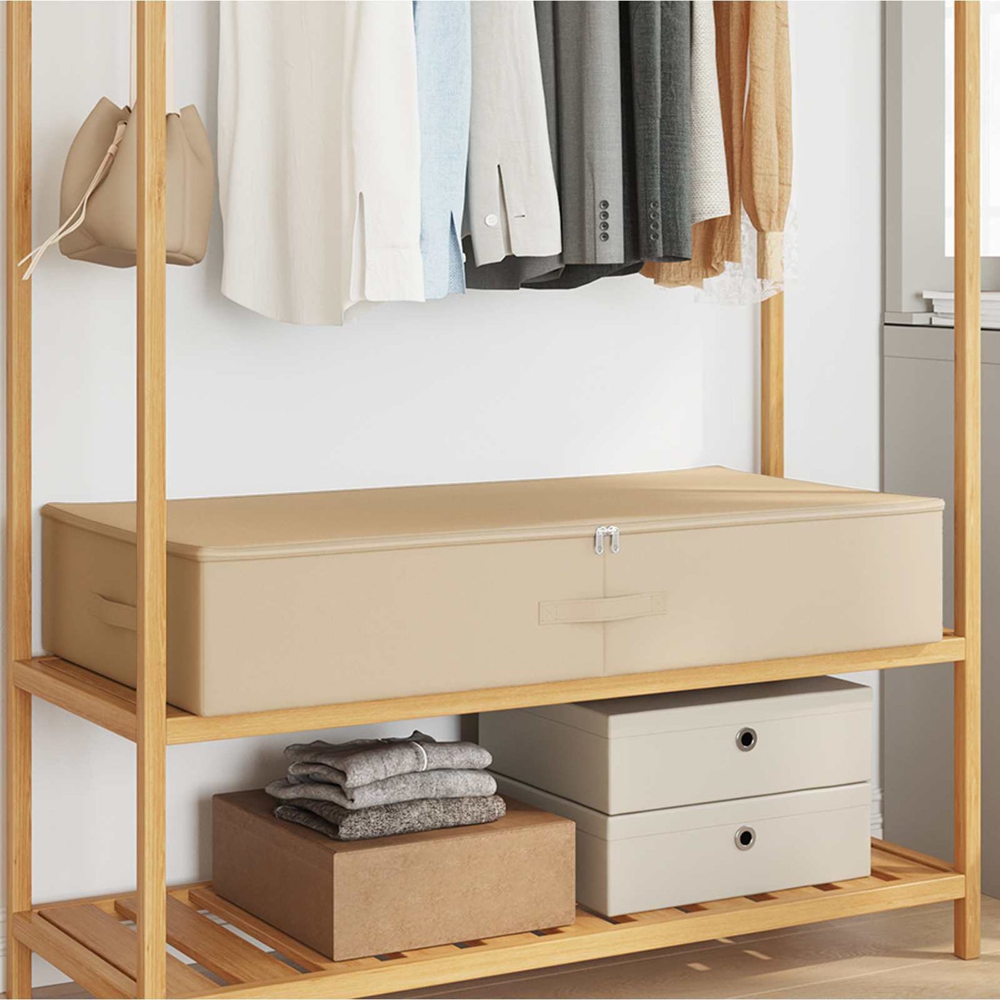 Aufbewahrungsbox 2 Stk. Vliesstoff 90 x 48 x 15 cm 64,8 L Creme