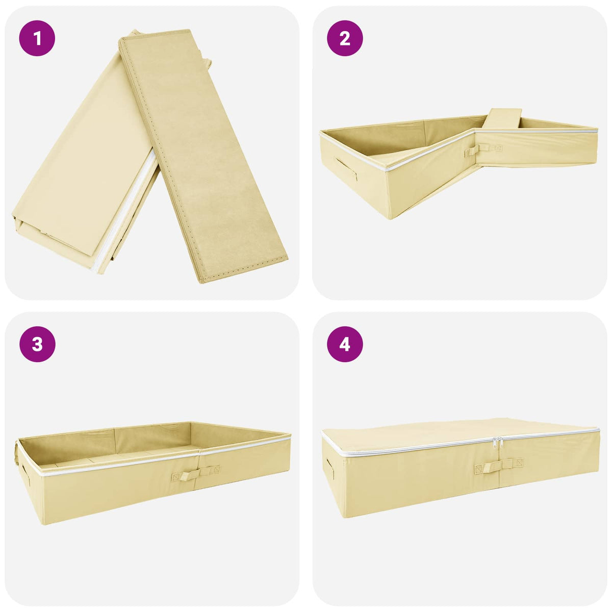 Aufbewahrungsbox 2 stk. Vliesstoff 90 x 48 x 15 cm 64,8 L Creme