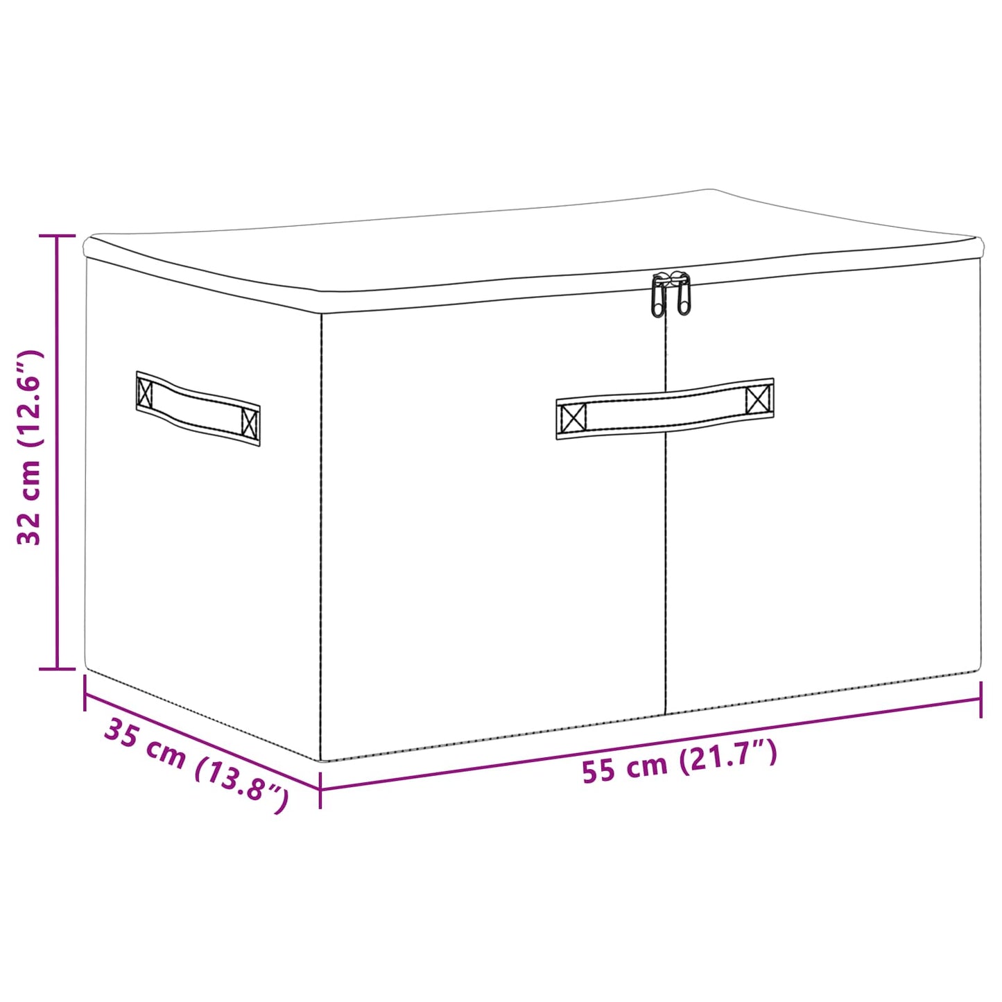 Aufbewahrungsbox Vliesstoff 55 x 35 x 32 cm 61,6 L Grau