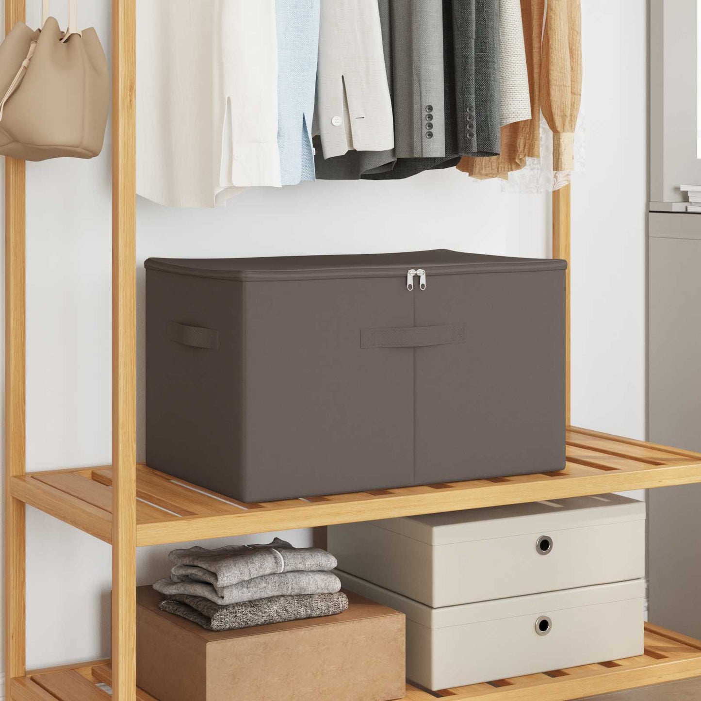 Aufbewahrungsbox 2 Stk. Vliesstoff 55 x 35 x 32 cm 61,6 L Grau