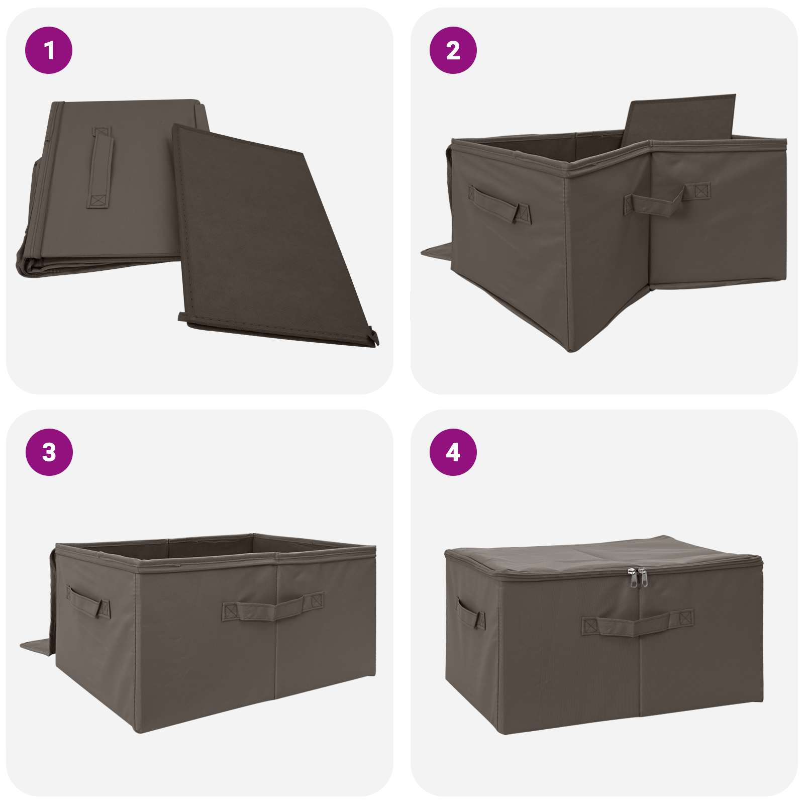 Aufbewahrungsbox 2 Stk. Vliesstoff 55 x 35 x 32 cm 61,6 L Grau