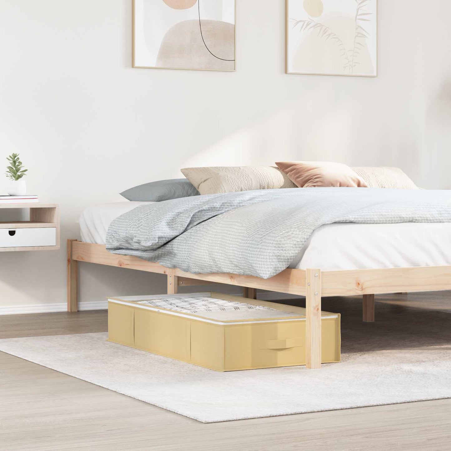 Aufbewahrungsbox mit transparentem Oberfenster Creme Vliesstoff