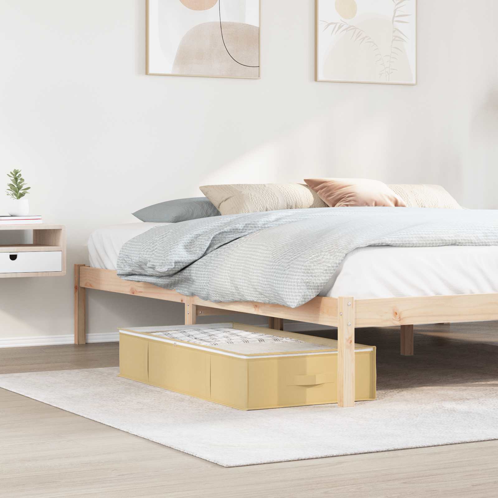 Aufbewahrungsbox mit transparentem Oberfenster Creme Vliesstoff