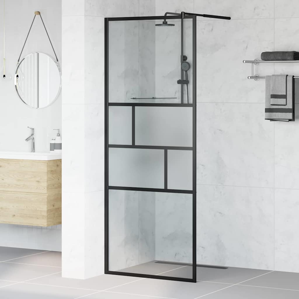 Walk-in Duschwand Schwarz 80 x 195 x 0,5 cm Glas und Aluminium