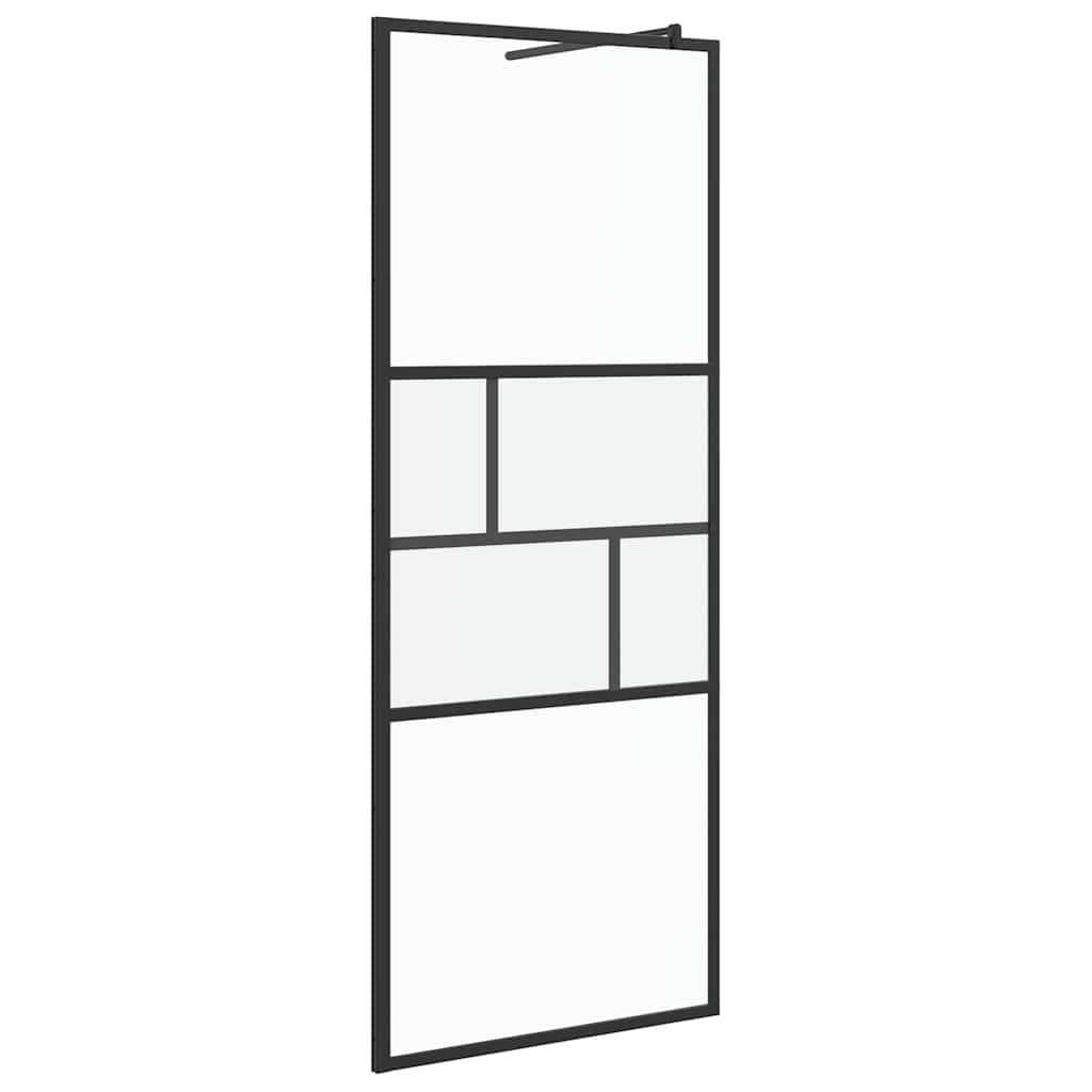 Walk-in Duschwand Schwarz 77 x 195 x 0,5 cm Glas und Aluminium