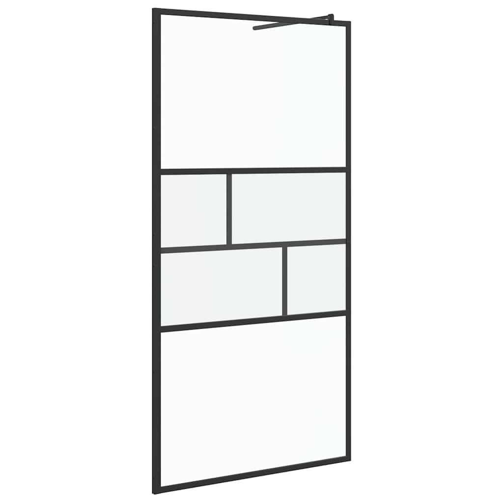 Walk-in Duschwand Schwarz 100 x 195 x 0,5 cm Glas und Aluminium