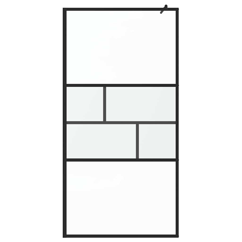 Walk-in Duschwand Schwarz 100 x 195 x 0,5 cm Glas und Aluminium
