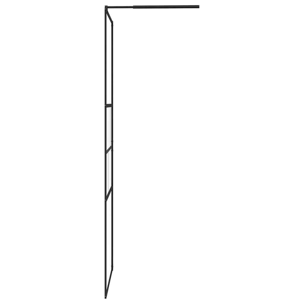 Walk-in Duschwand Schwarz 100 x 195 x 0,5 cm Glas und Aluminium