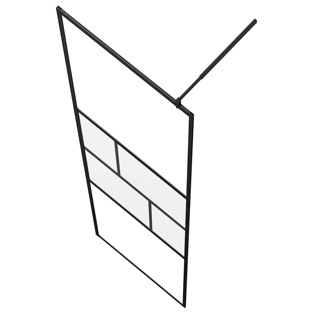 Walk-in Duschwand Schwarz 100 x 195 x 0,5 cm Glas und Aluminium
