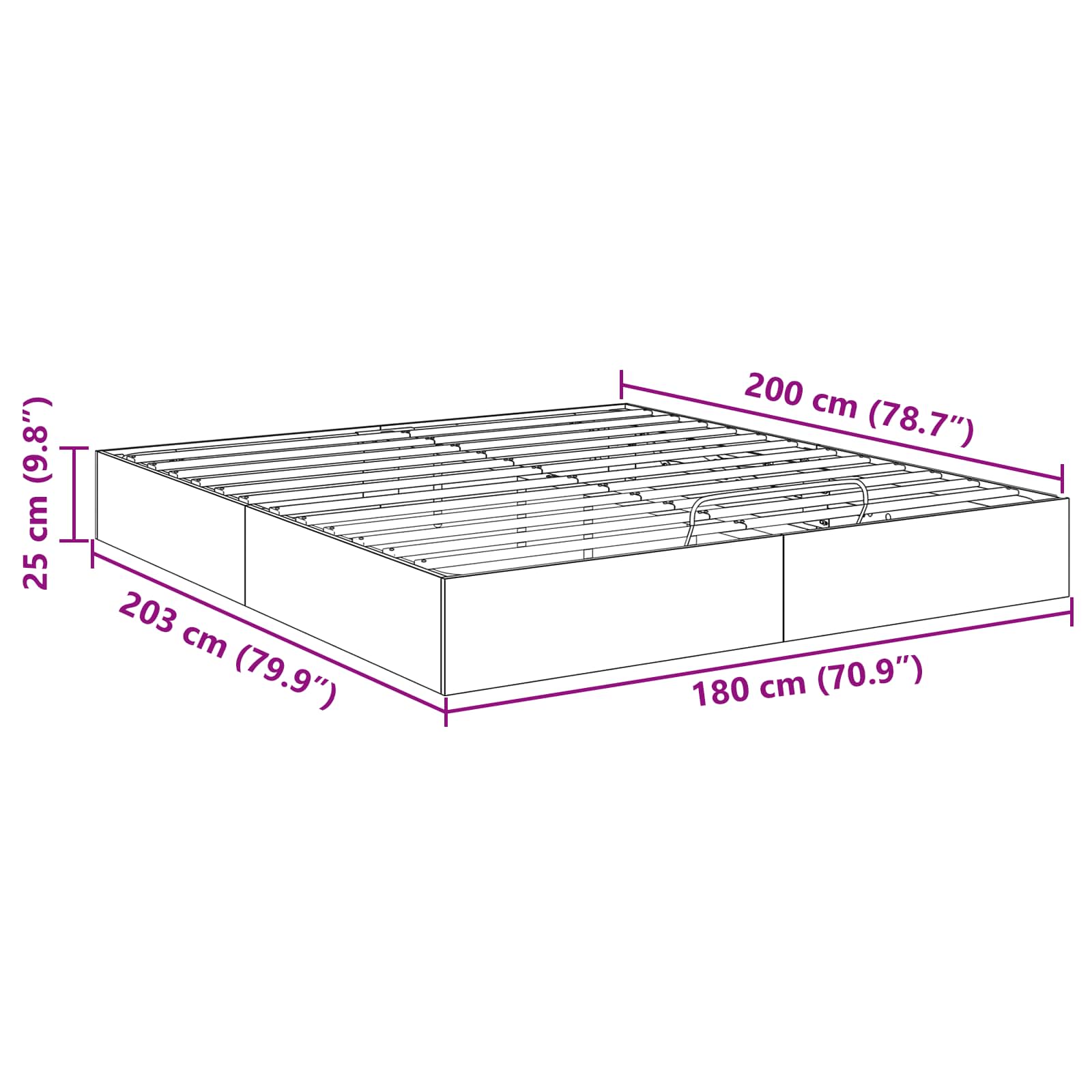 Ottoman Bettgestell Weiß 203 x 180 x 25 cm Holzwerkstoff