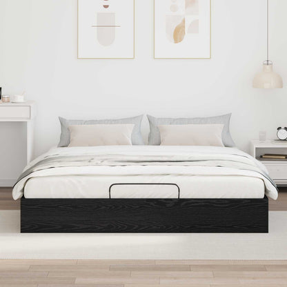 Ottoman Bettgestell Schwarz Eichen-Optik 180 x 200 cm