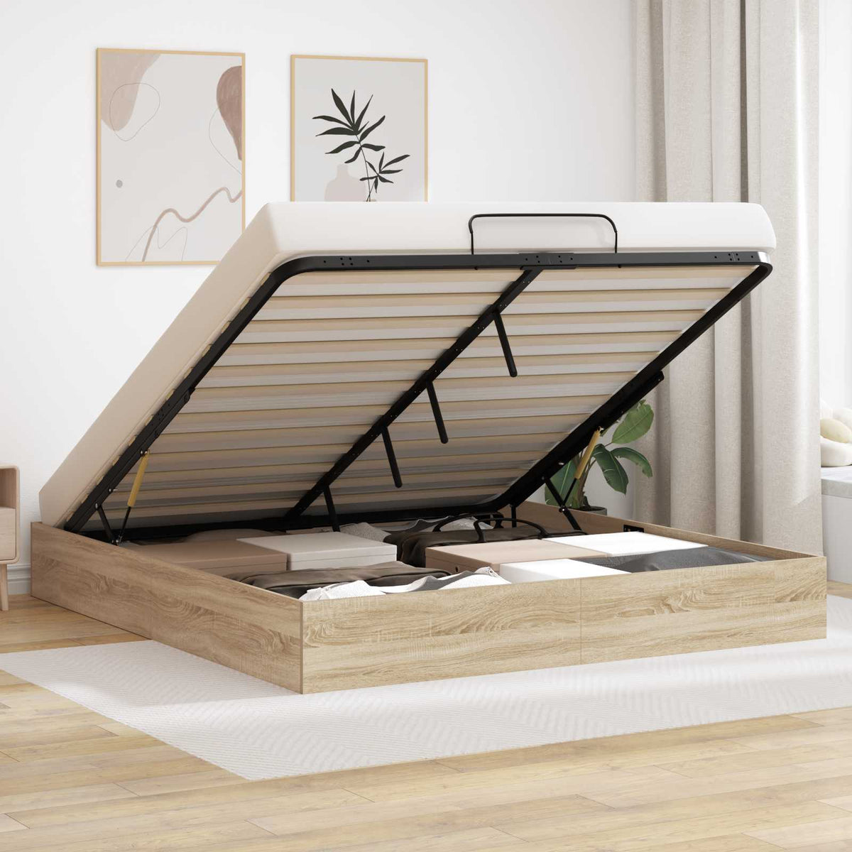 Ottoman Bettgestell Sonoma-Eiche 180 x 200 cm Holzwerkstoff