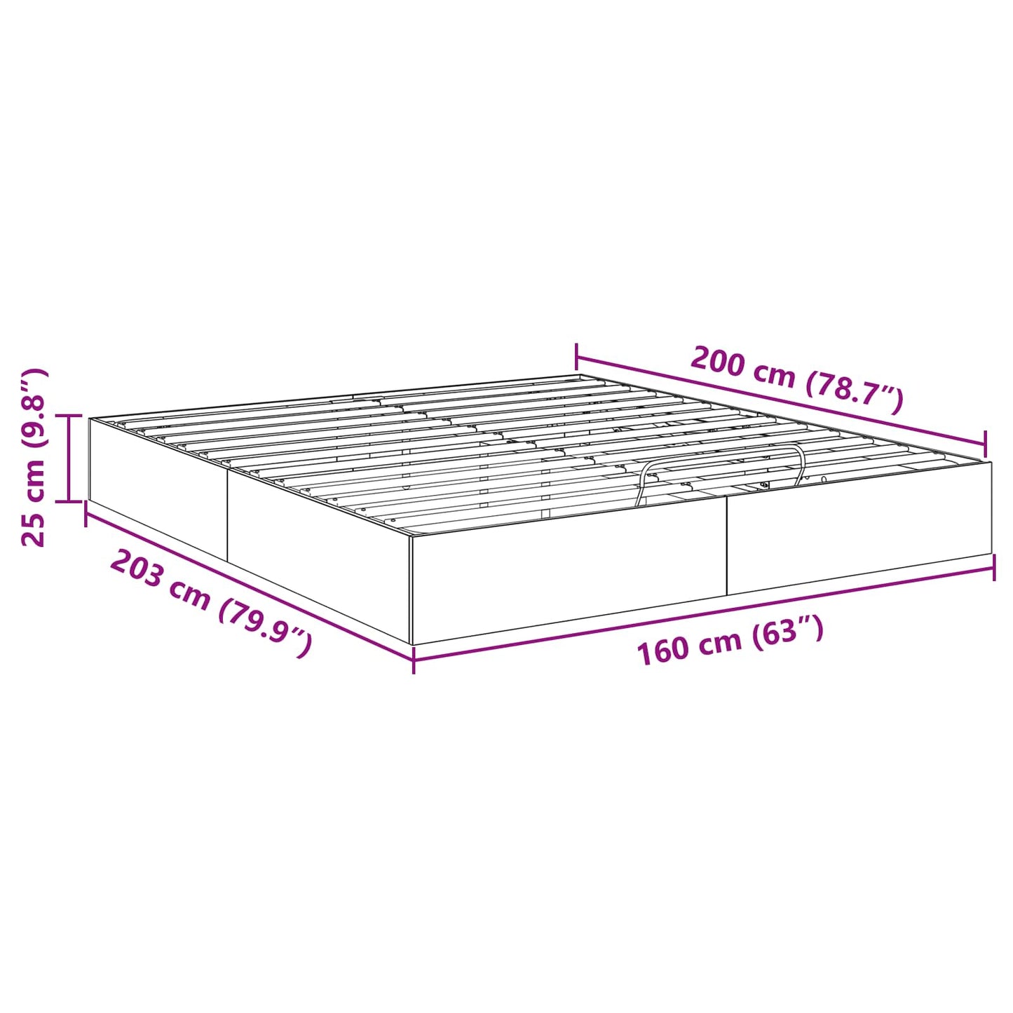 Ottoman Bettgestell Weiß 203 x 160 x 25 cm Holzwerkstoff