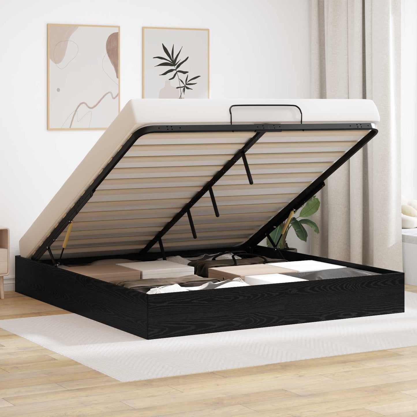 Ottoman Bettgestell Schwarze Eiche 203 x 160 x 25 cm