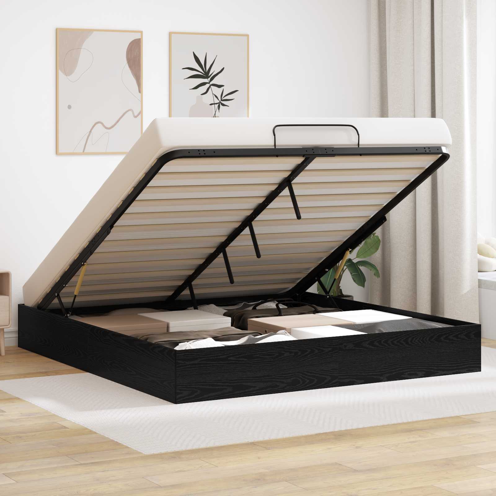 Ottoman Bettgestell Schwarze Eiche 203 x 160 x 25 cm