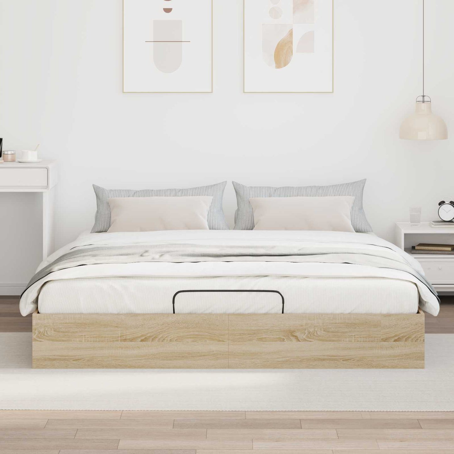 Ottoman Bettgestell mit Speicher Sonoma-Eiche 203 x 160 x 25 cm