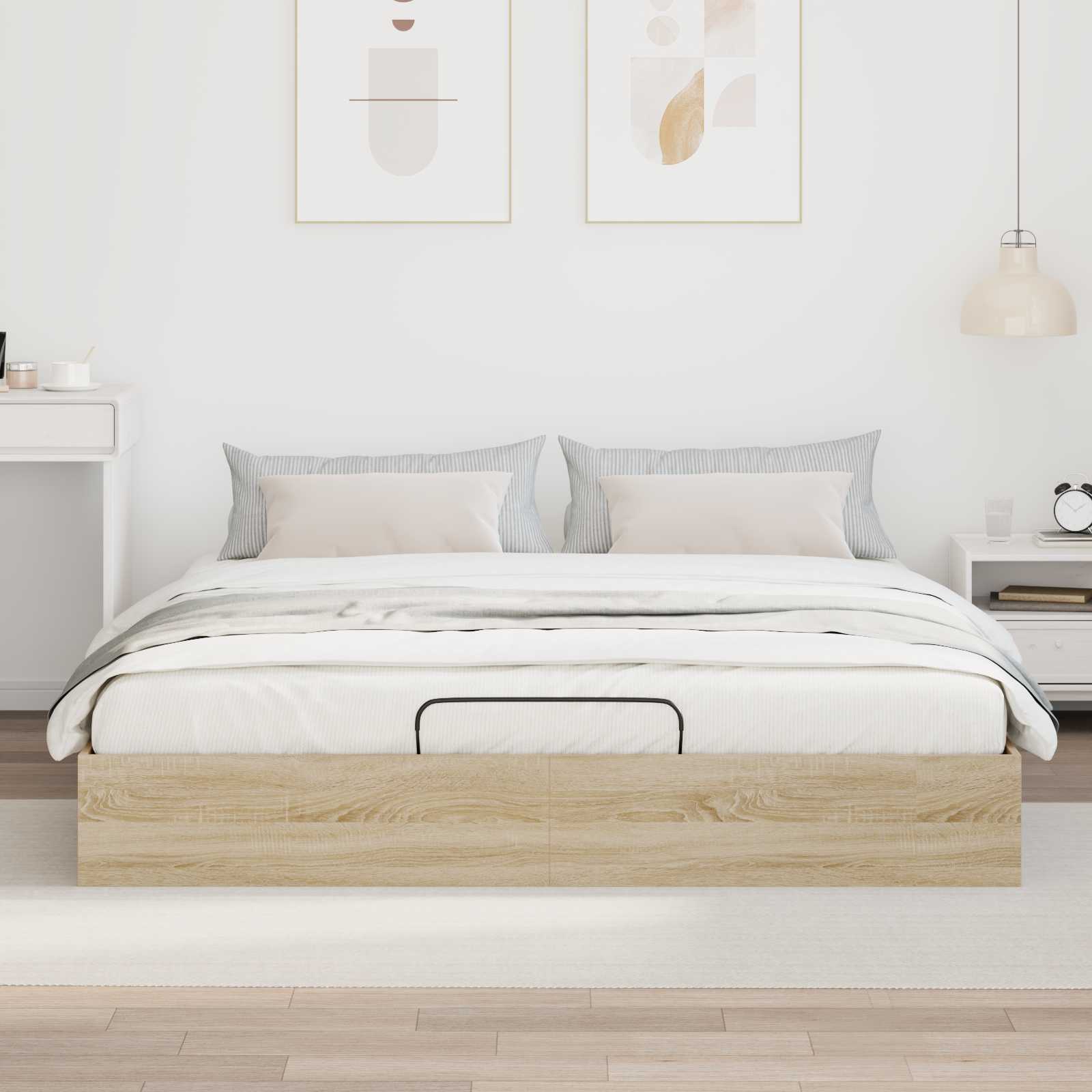Ottoman Bettgestell mit Speicher Sonoma-Eiche 203 x 160 x 25 cm