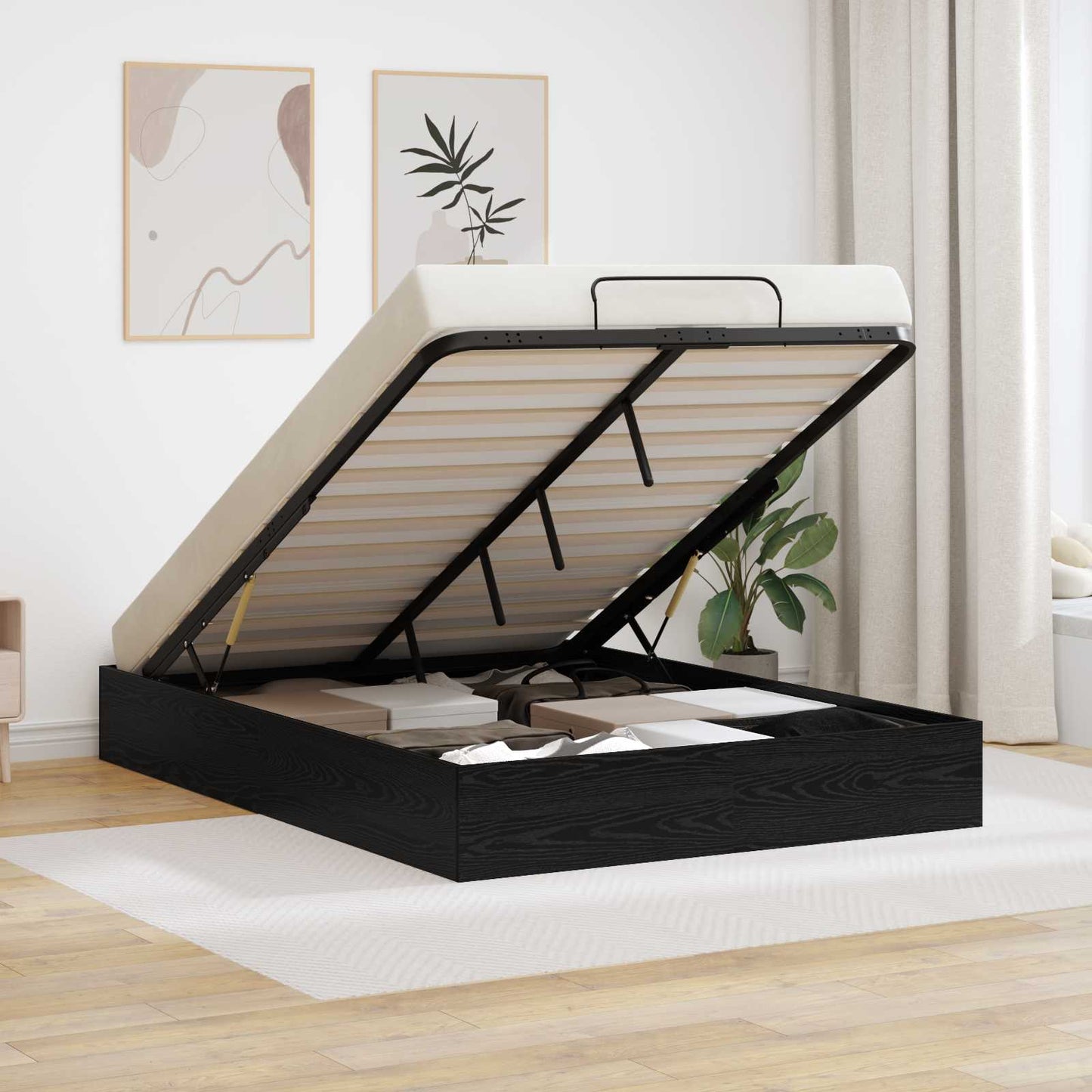 Ottoman Bettgestell Schwarze Eiche 203 x 140 x 25 cm