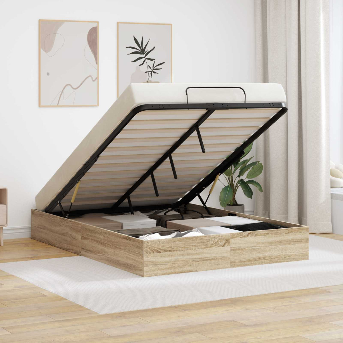 Ottoman Bettgestell Sonoma-Eiche 140 x 200 cm Holzwerkstoff