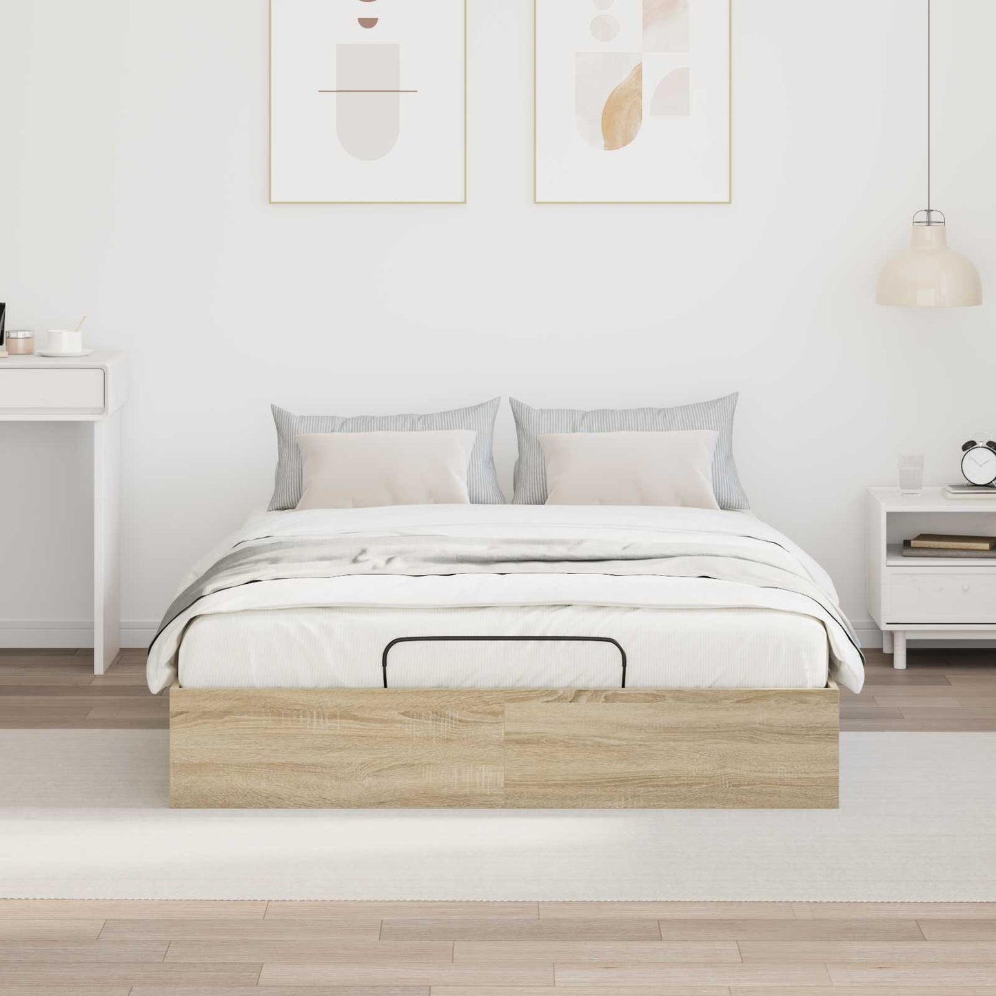 Ottoman Bettgestell mit Speicher Sonoma-Eiche 203 x 140 x 25 cm
