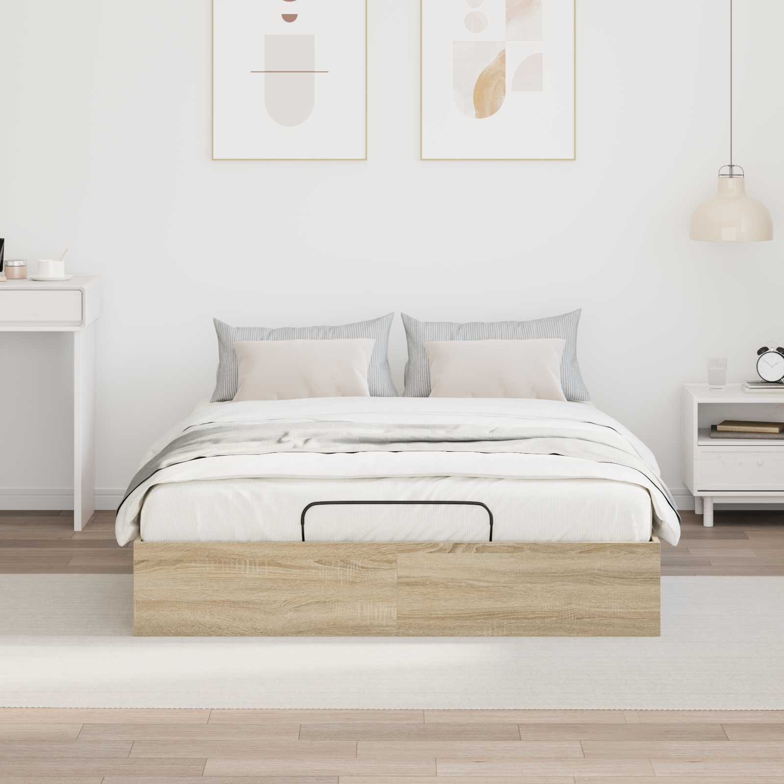 Ottoman Bettgestell mit Speicher Sonoma-Eiche 203 x 140 x 25 cm