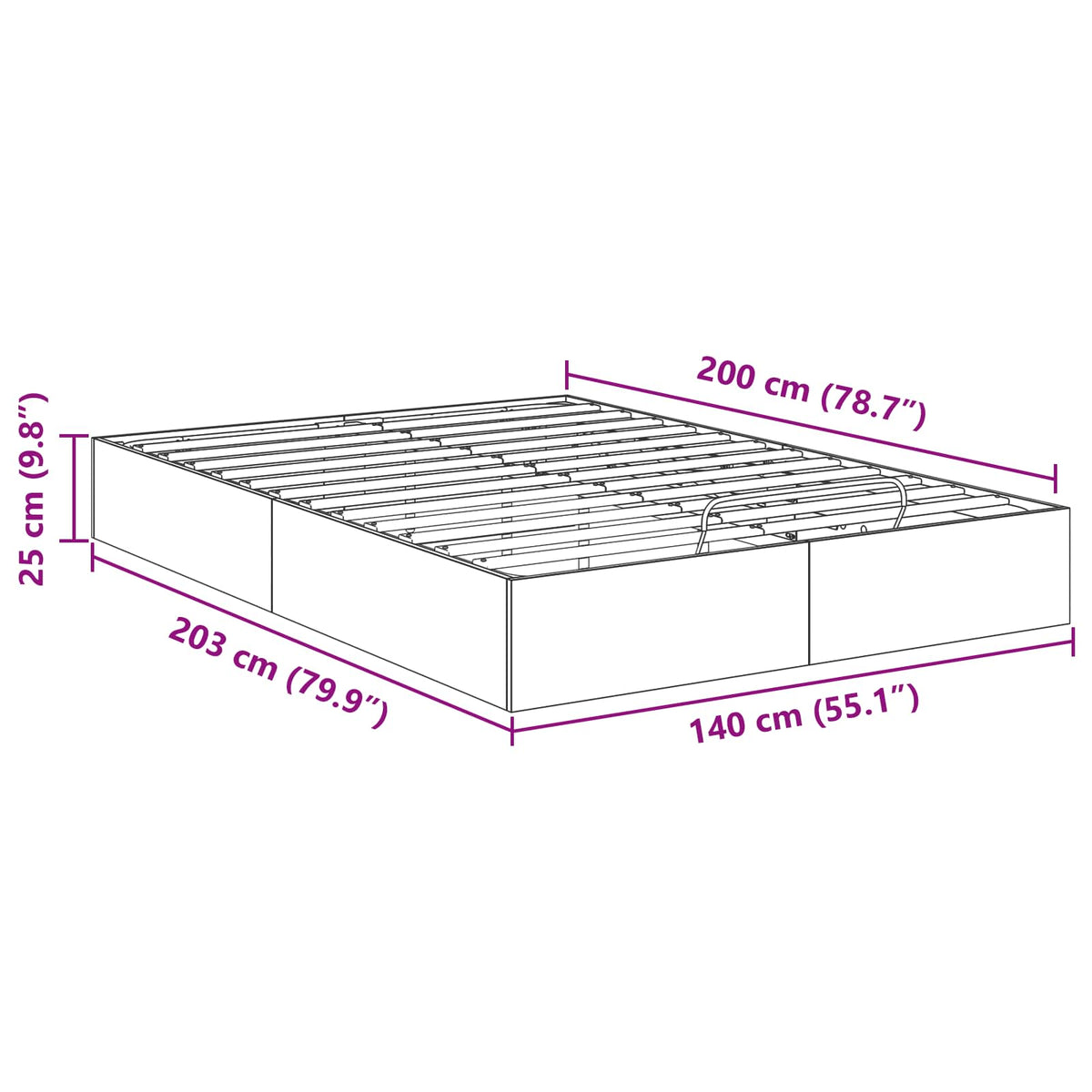 Ottoman Bettgestell Sonoma-Eiche 140 x 200 cm Holzwerkstoff