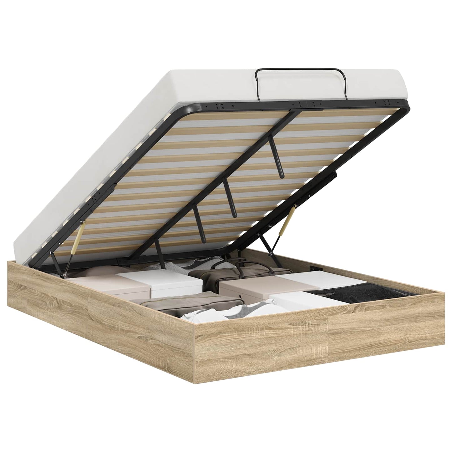 Ottoman Bettgestell mit Speicher Sonoma-Eiche 203 x 120 x 25 cm