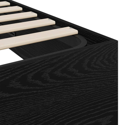 Ottoman Bettgestell Schwarz Eichen-Optik 90 x 200 cm