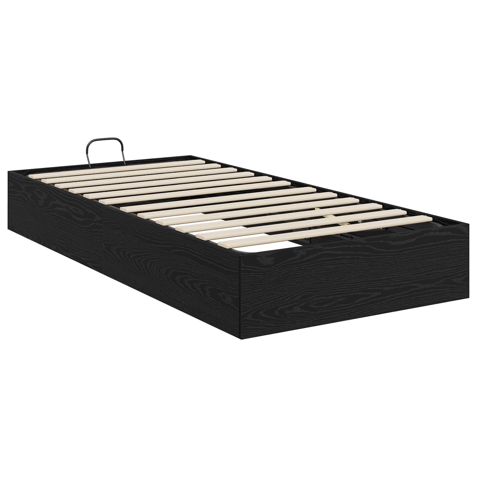 Ottoman Bettgestell Schwarz Eichen-Optik 203 x 90 x 25 cm
