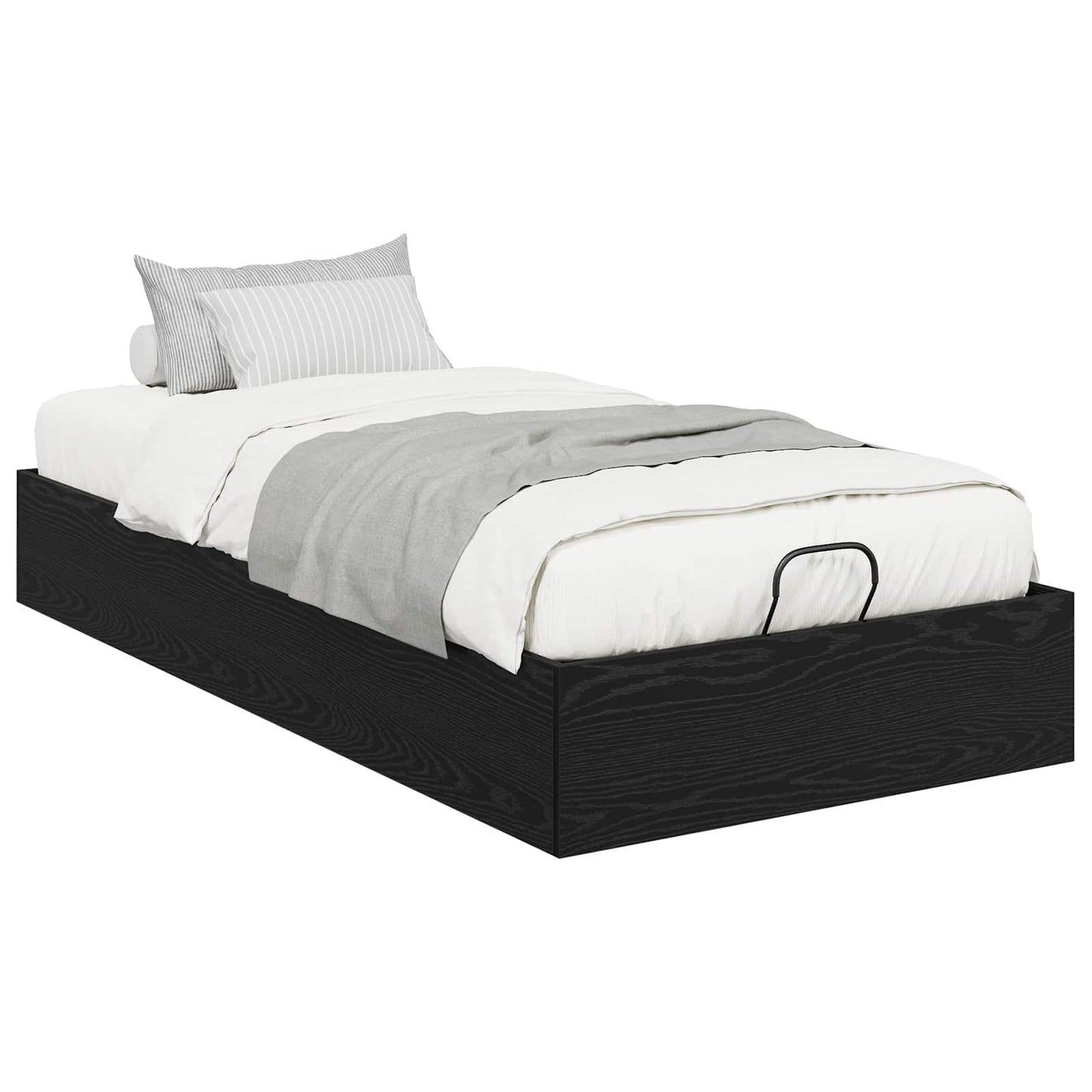 Ottoman Bettgestell Schwarz Eichen-Optik 203 x 90 x 25 cm