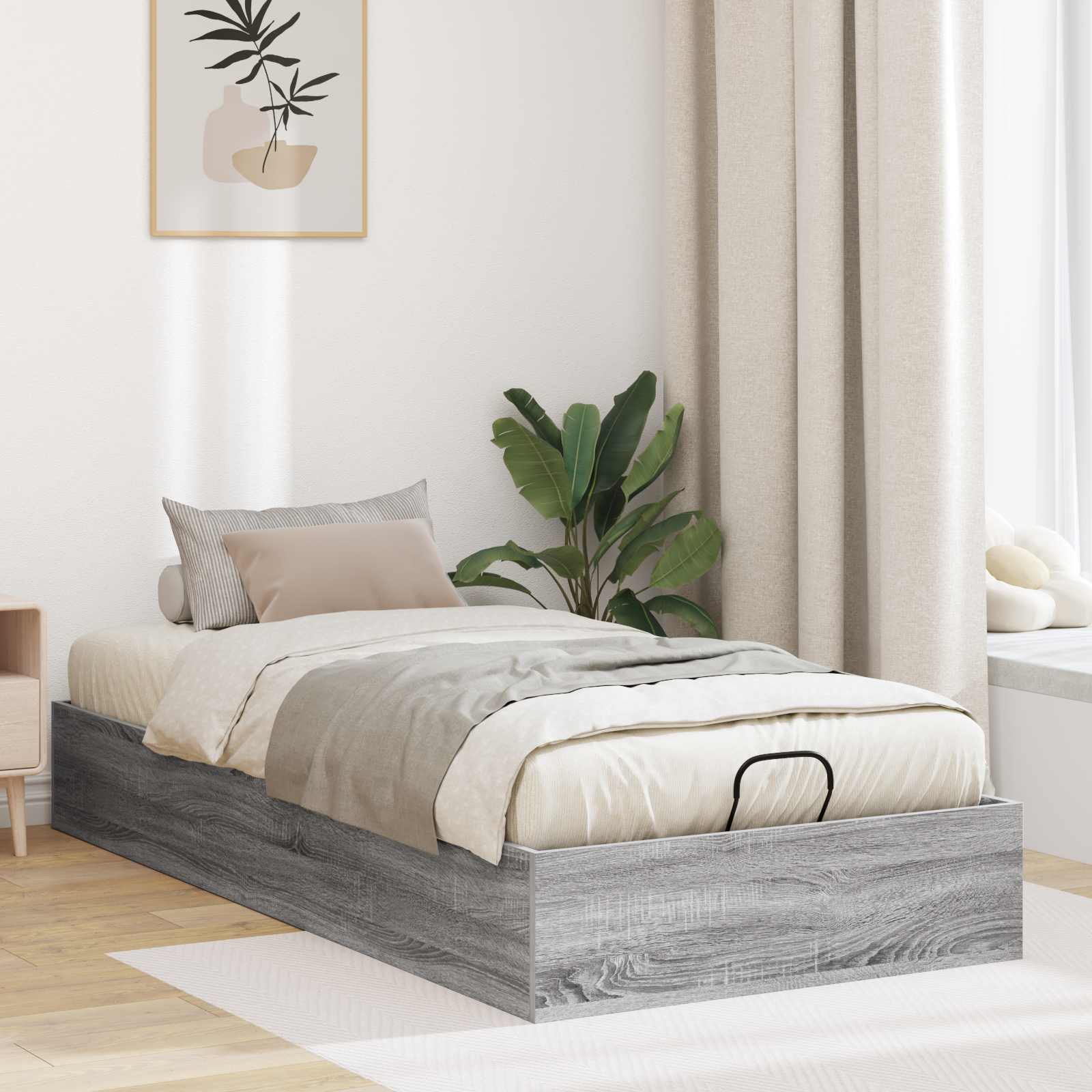 Ottoman Bettgestell Sonoma-Grau 203 x 90 x 25 cm Holzwerkstoff