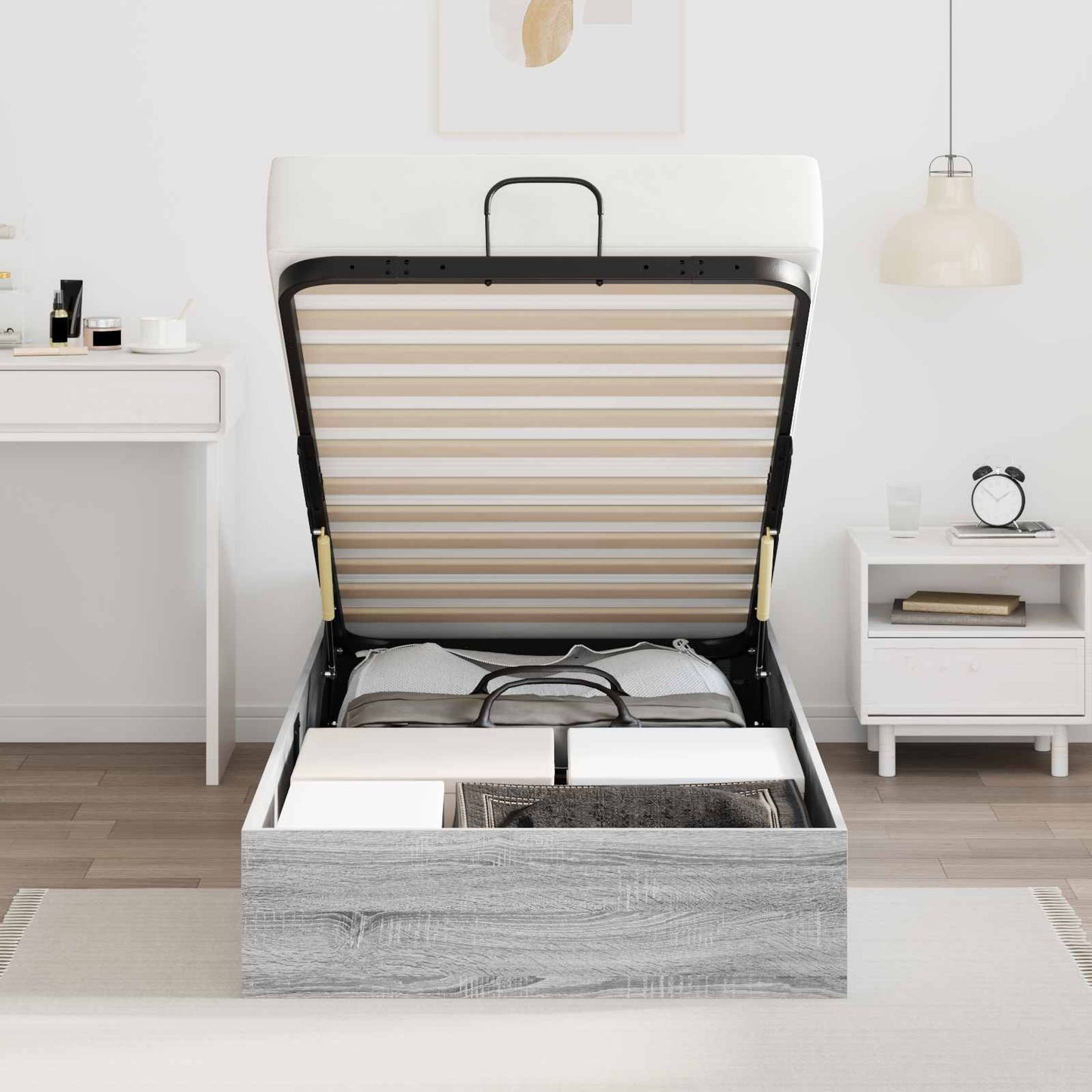 Ottoman Bettgestell Sonoma-Grau 203 x 90 x 25 cm Holzwerkstoff