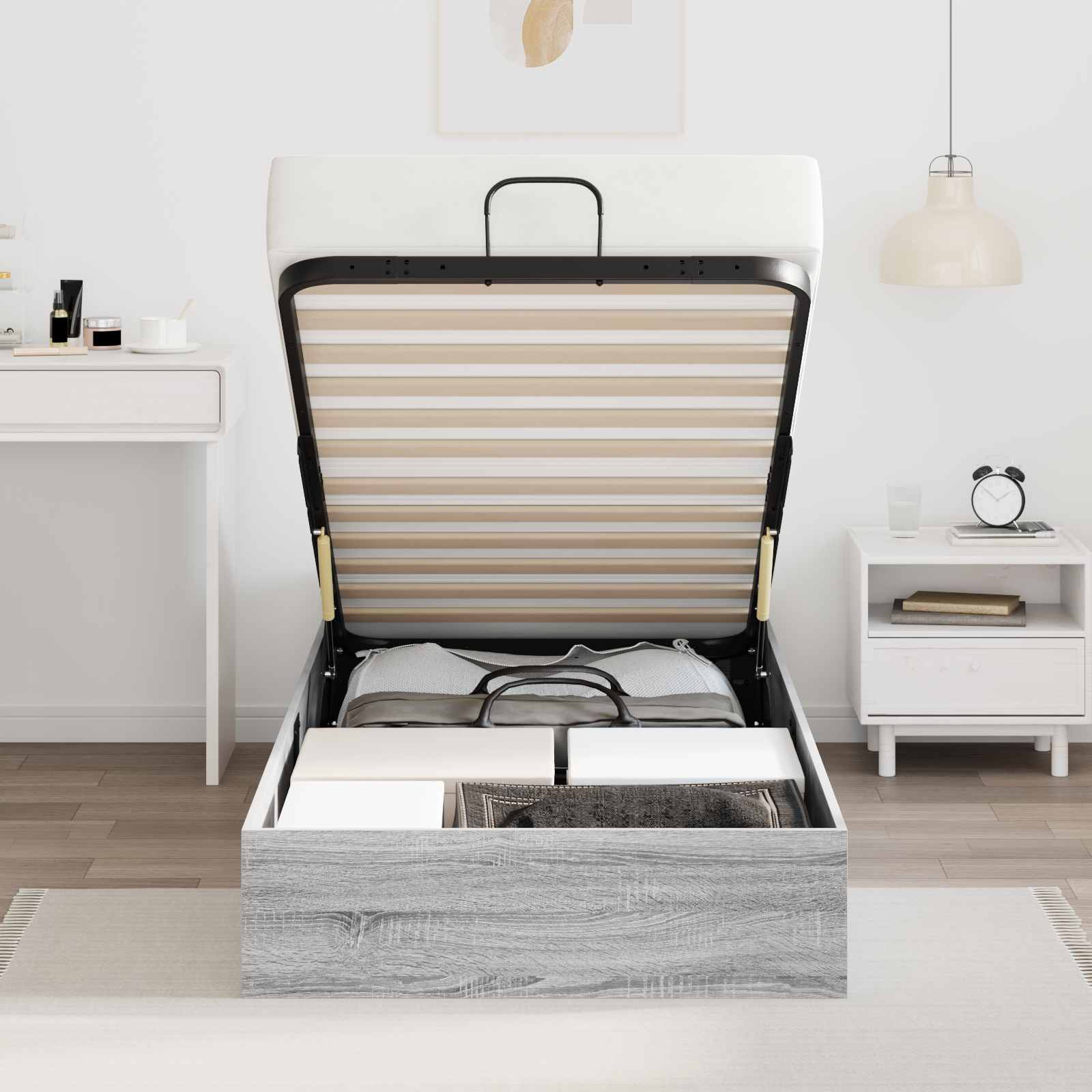 Ottoman Bettgestell Sonoma-Grau 203 x 90 x 25 cm Holzwerkstoff