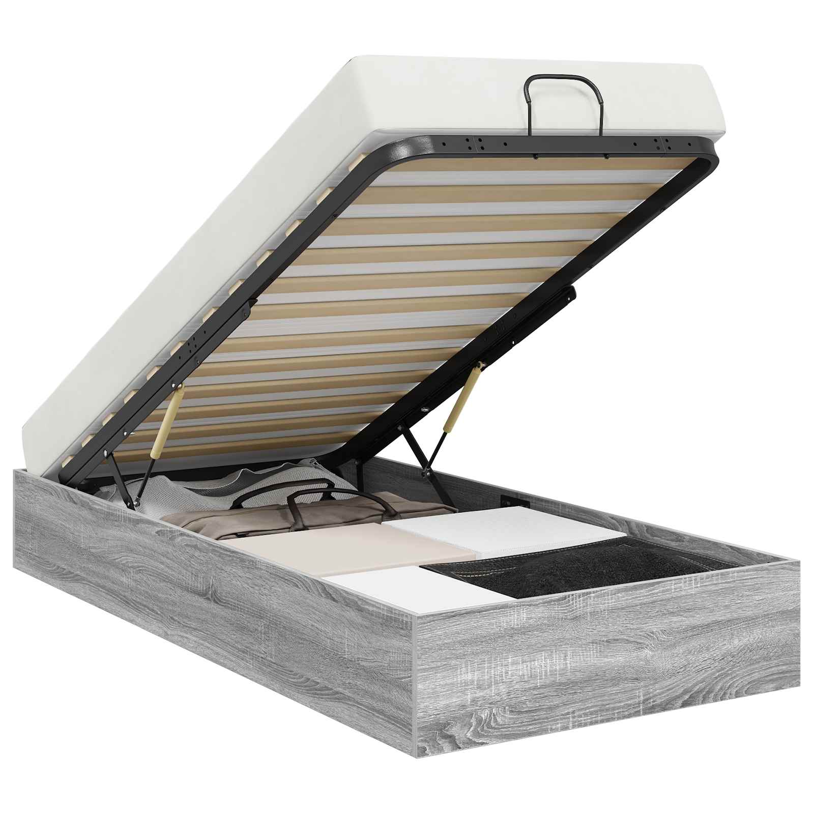Ottoman Bettgestell Sonoma-Grau 203 x 90 x 25 cm Holzwerkstoff