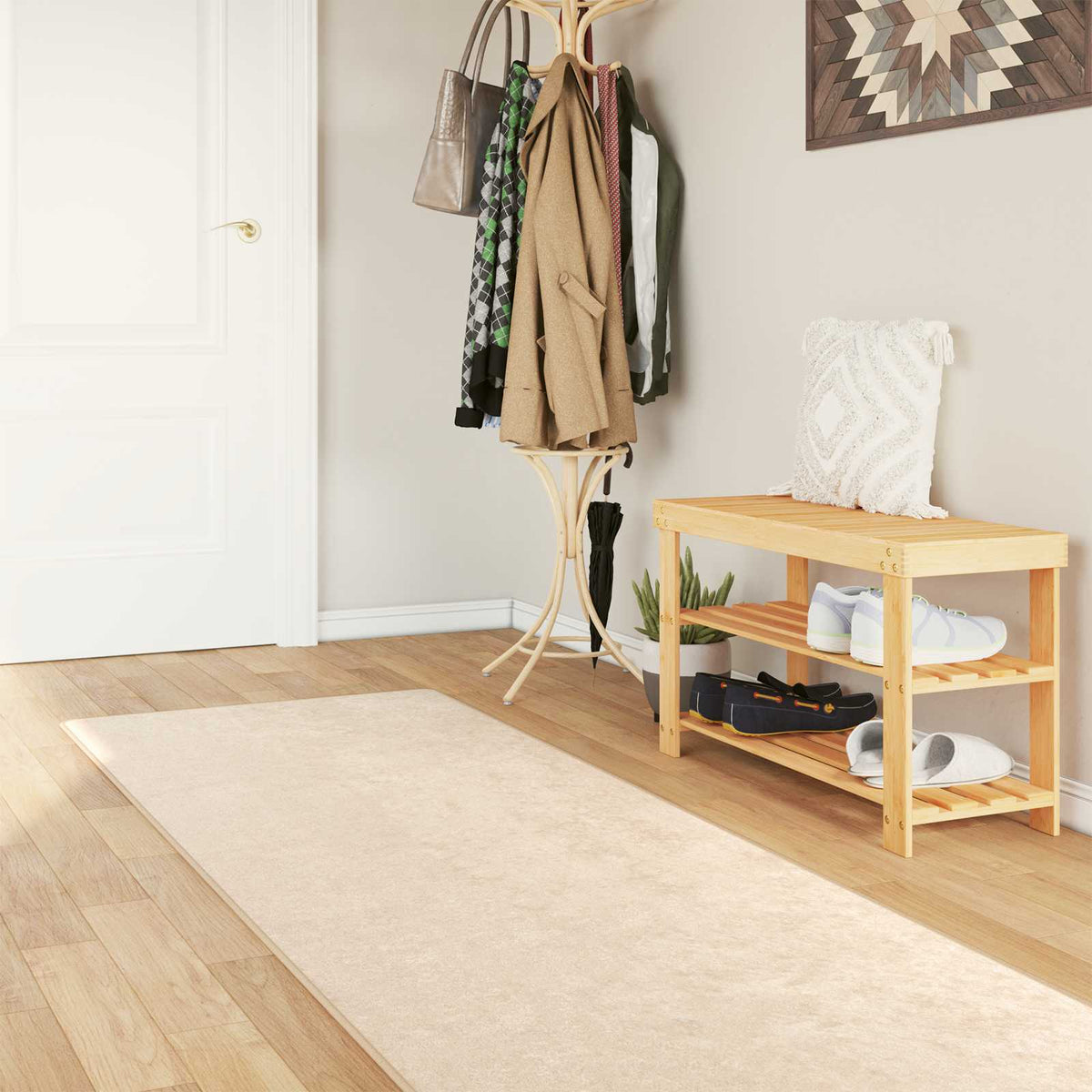 Teppichläufer MARSA Creme 100 x 300 cm Polyester und PVC