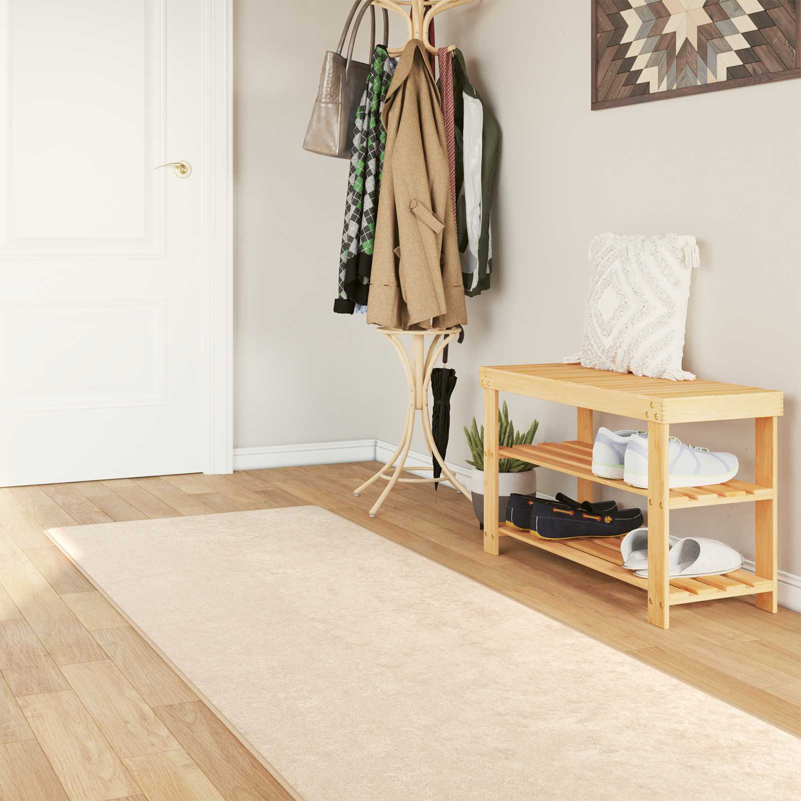 Teppichläufer MARSA Creme 100 x 450 cm Polyester und PVC