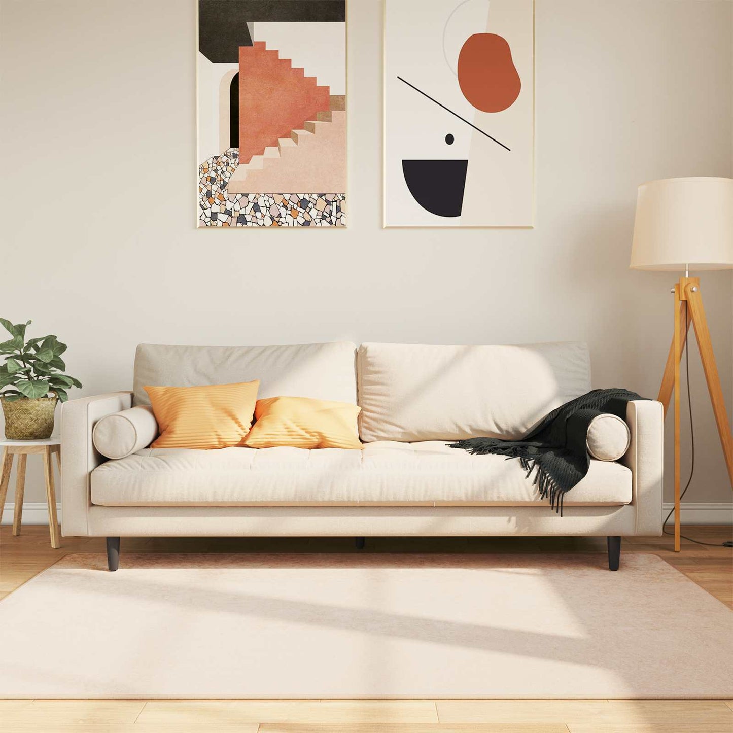 Teppichläufer MARSA Creme 120 x 170 cm Polyester und PVC
