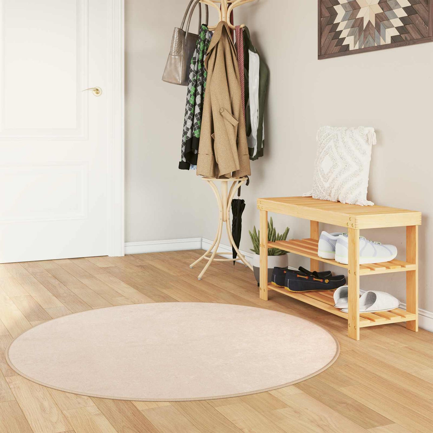 Teppichläufer MARSA Creme 120 x 120 cm Polyester und PVC